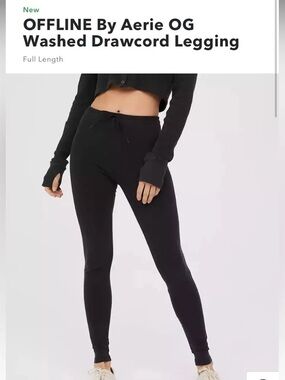 Aerie Women’s Washed Black Drawcord Legging
